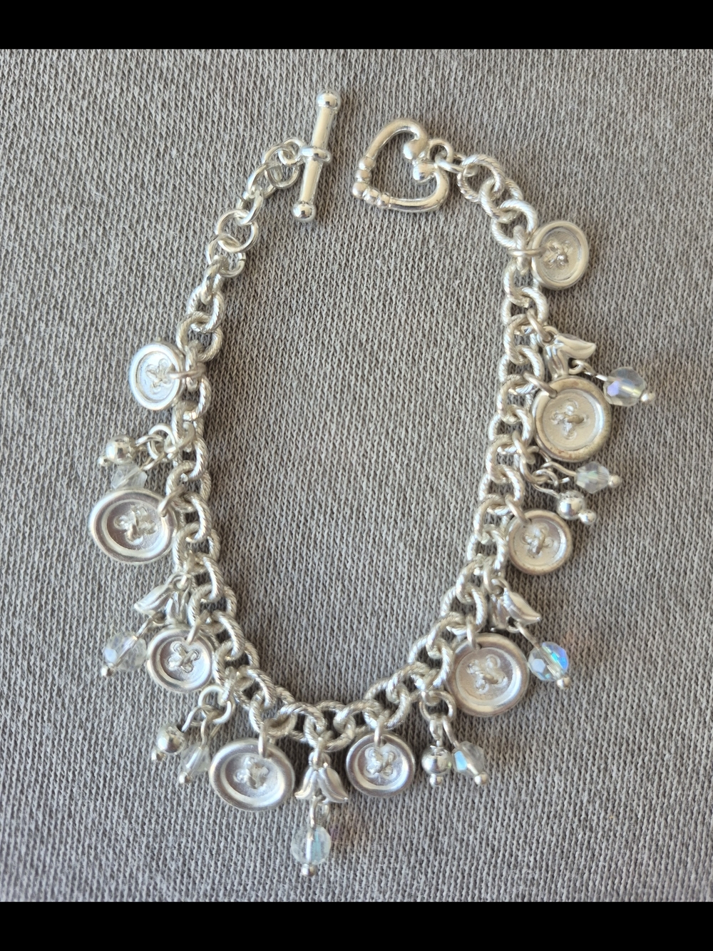Silver Charm Button Toggle Bracelet - Women Jewelry